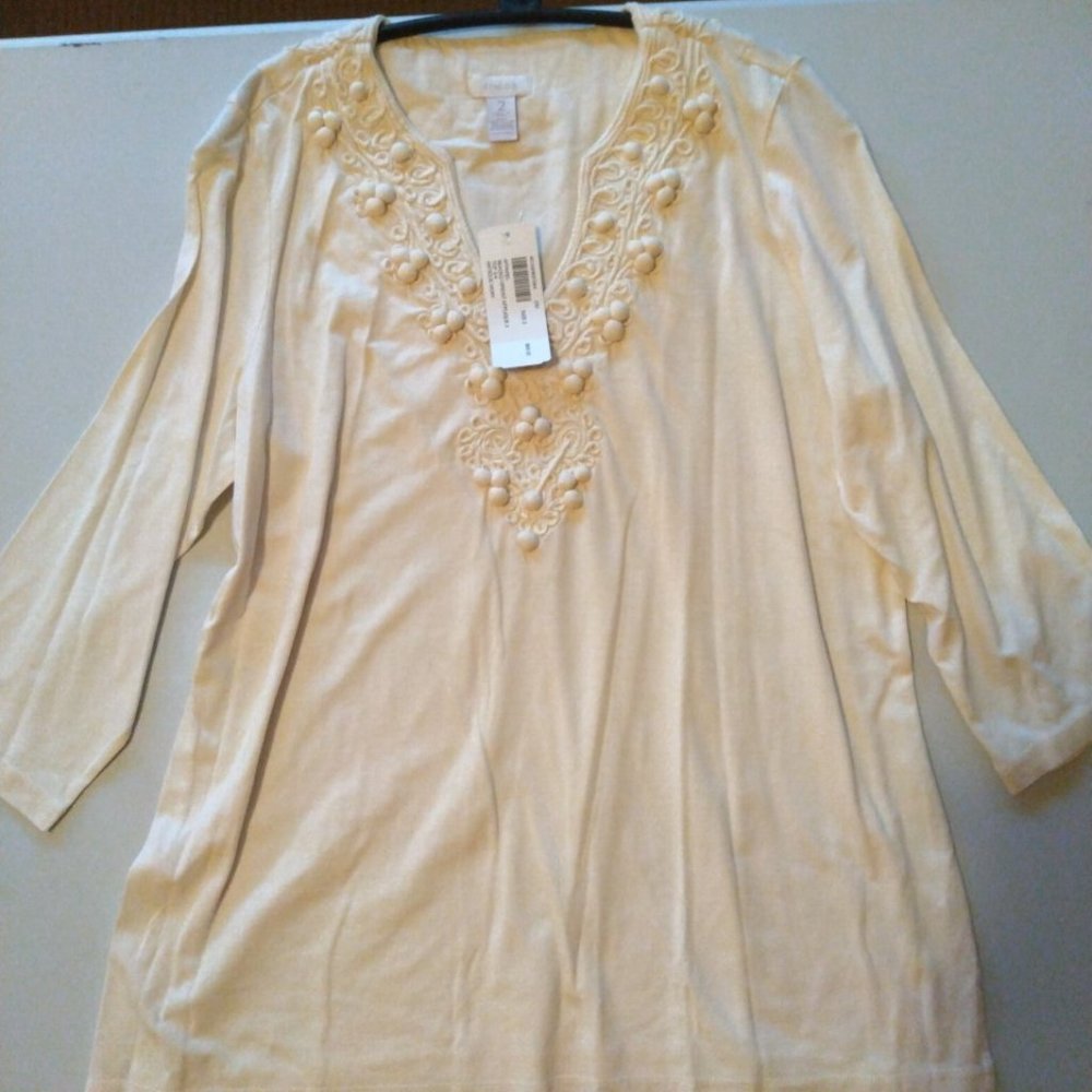 Chico’s Decorative Antiqe Ivory Shirt